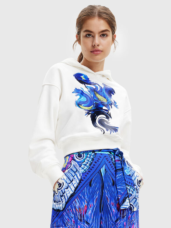 FLOWY cotton sweatshirt with print - 1