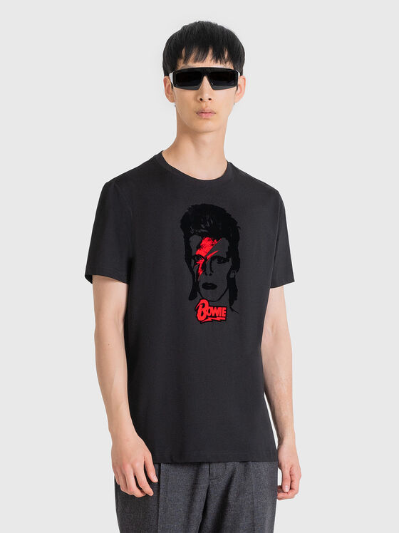 Tricou negru cu imprimeu accentuat - 1