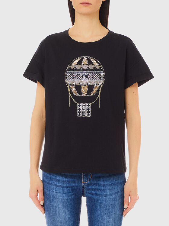 T-shirt with applique rhinestones - 1