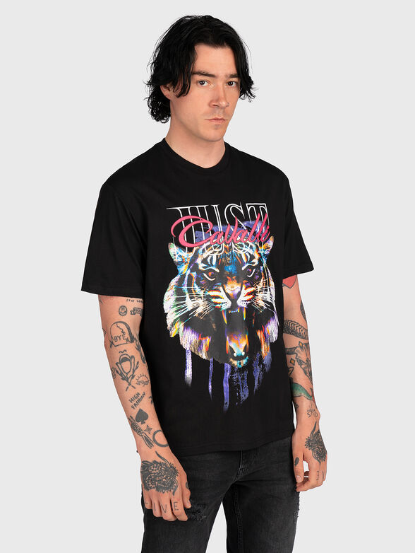 Black T-shirt with contrasting print - 1