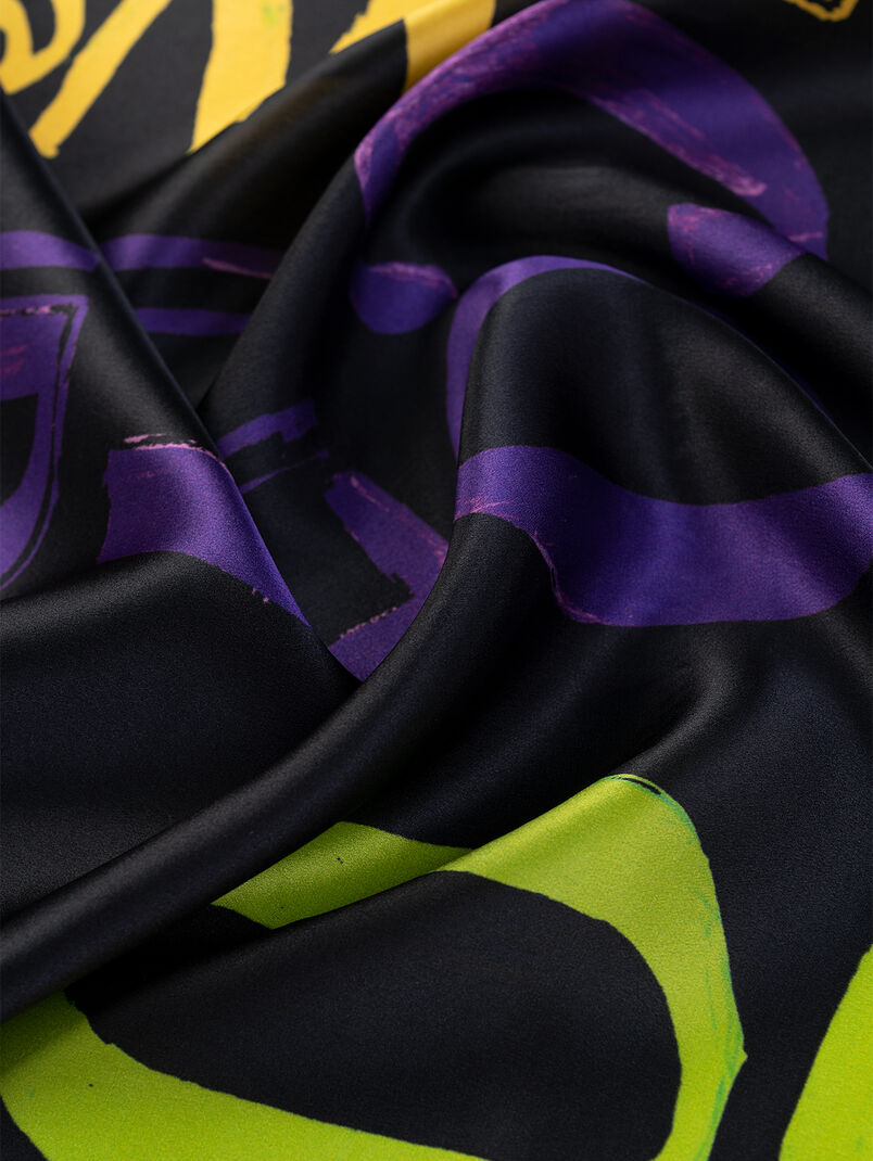 Silk scarf with colorful logo print - 3
