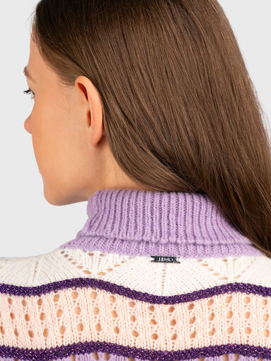 Wool blend sweater with polo collar  - 4