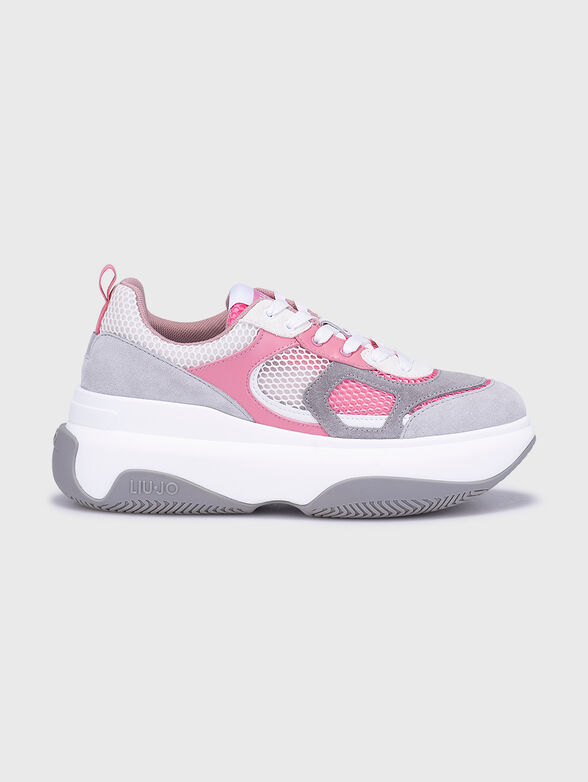 Grey sports shoes with contrasting inserts - 1