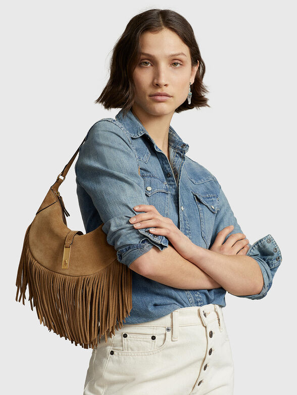 Leather hobo bag with accent fringe - 2