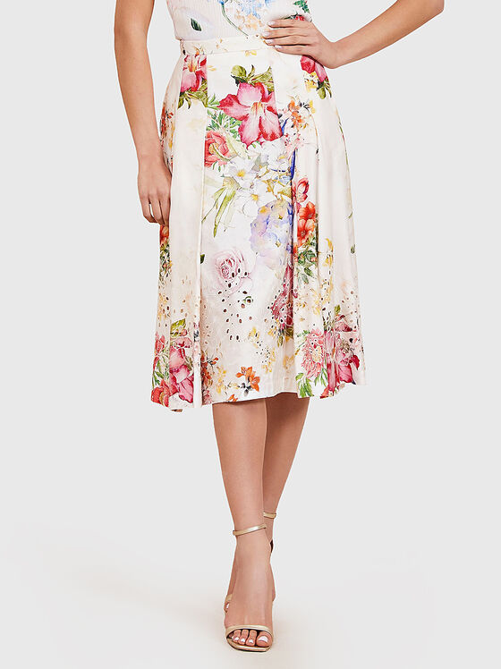 Fustă midi GLORIOUS GARDEN cu broderie și imprimeu - 1