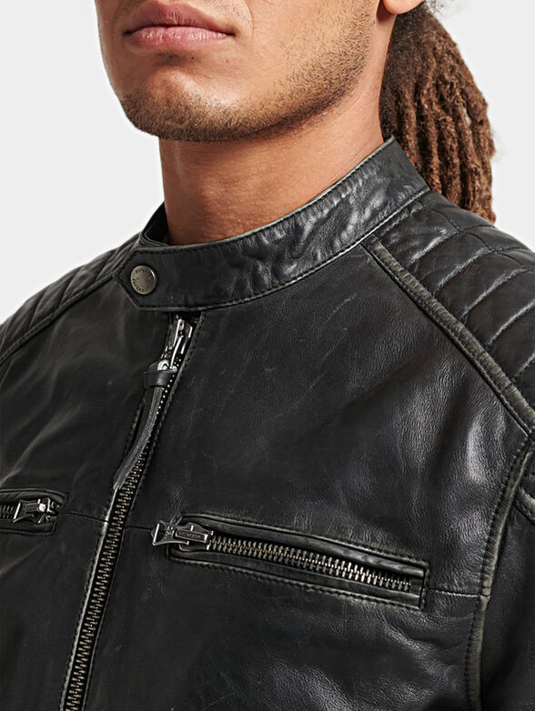 HERITAGE black leather jacket - 3