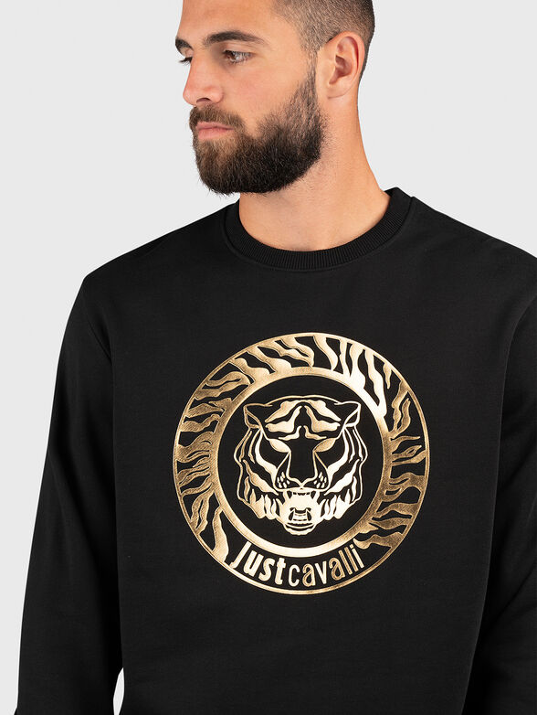 Black sweatshirt with contrast print  - 4