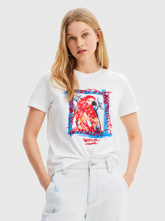 White T-shirt with contrasting print - 1