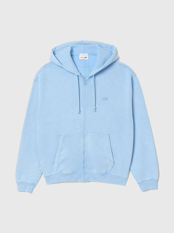 Light blue hooded sweatshirt with zip - 1