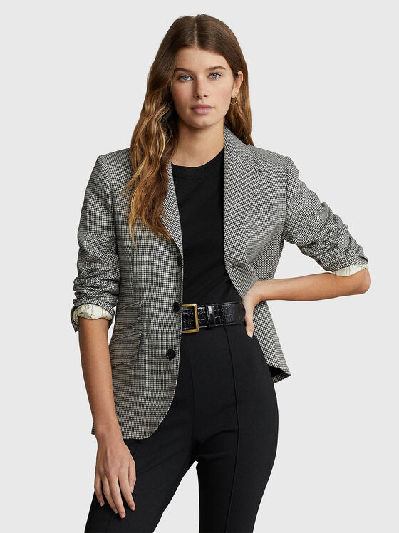 Cotton blazer with houndstooth pattern - 1