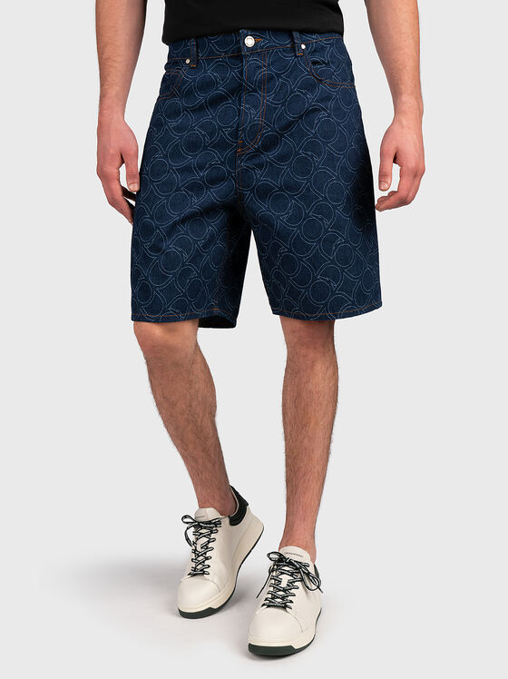 Printed denim shorts - 1