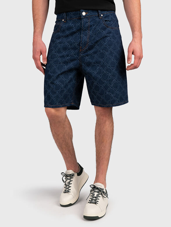 Printed denim shorts - 1