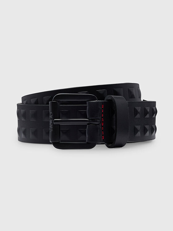 Black leather belt with metal studs - 1