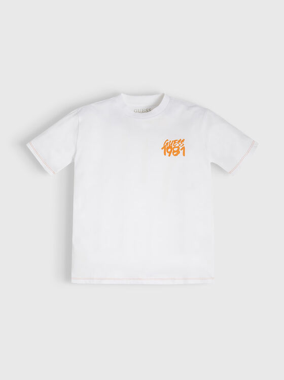Tricou alb cu imprimare accentuată pe spate - 1