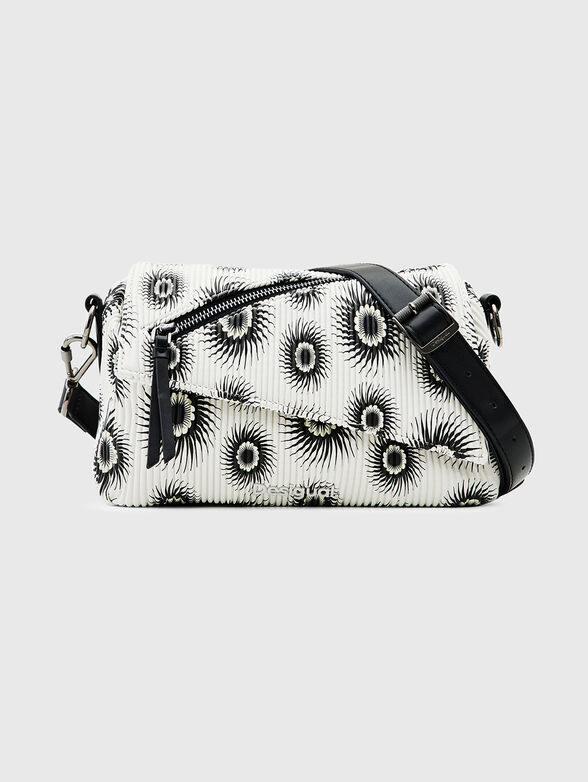 Dark blue crossbody bag with floral print - 1