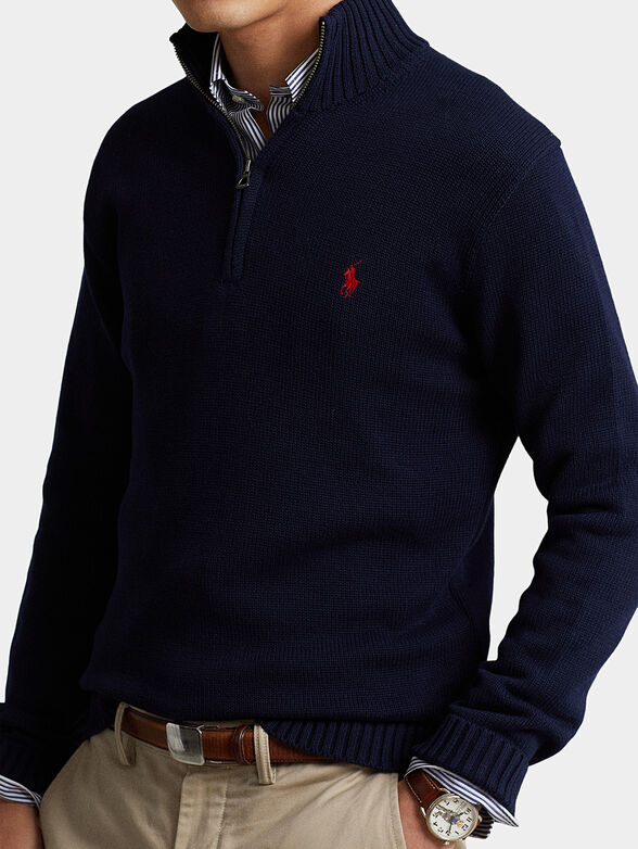 Sweater in dark blue with zip - 4