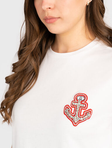 T-shirt with rhinestones in blue - 4
