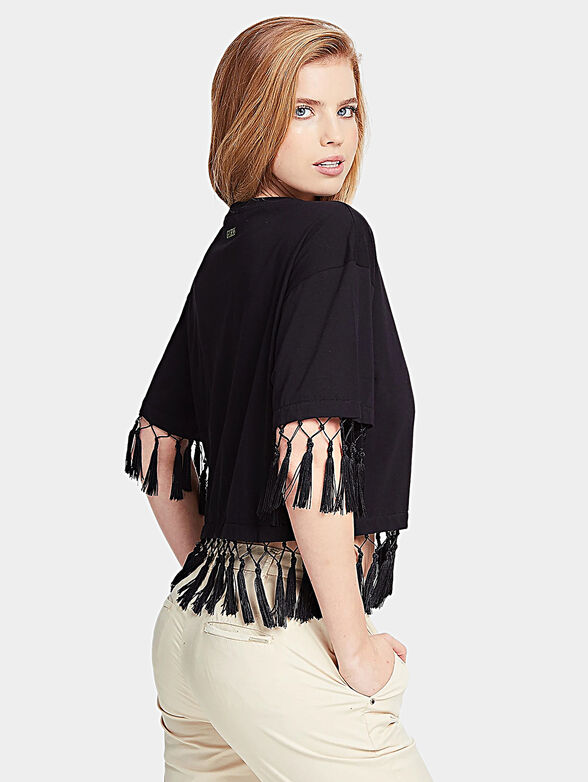 Black t-shirt with tassel fringes - 2