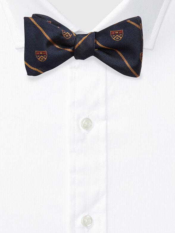 Dark blue bow tie with Preppy accent - 1