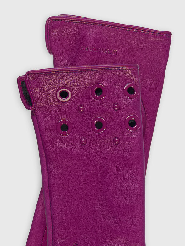 Leather gloves with logo - 2