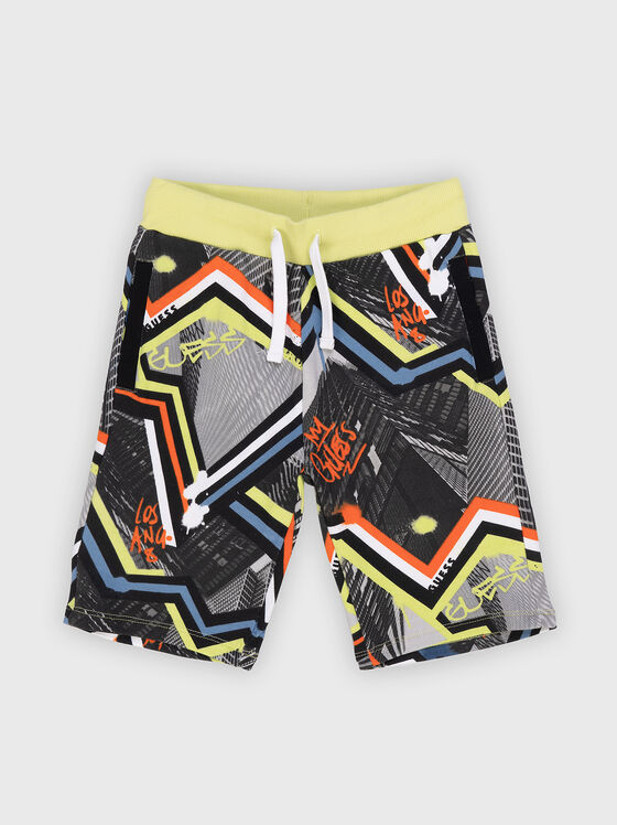 Shorts with laces and contrasting print  - 1