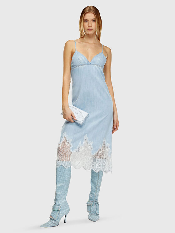 Denim dress with lace accent - 1