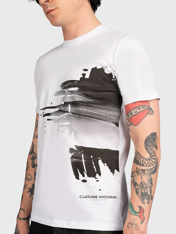 Cotton T-shirt with contrasting print - 4