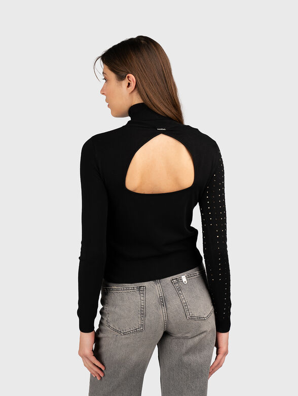 Black sweater with turtleneck and accent back - 2