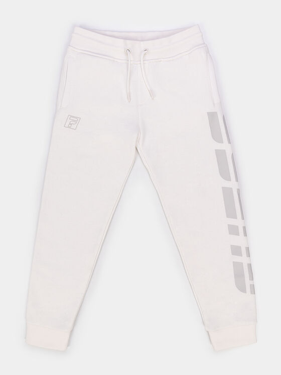 Pantaloni sport albi cu detaliu logo - 1