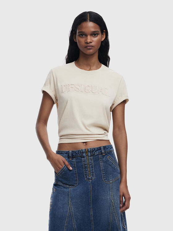 Tricou din bumbac cu decolteu oval - 1