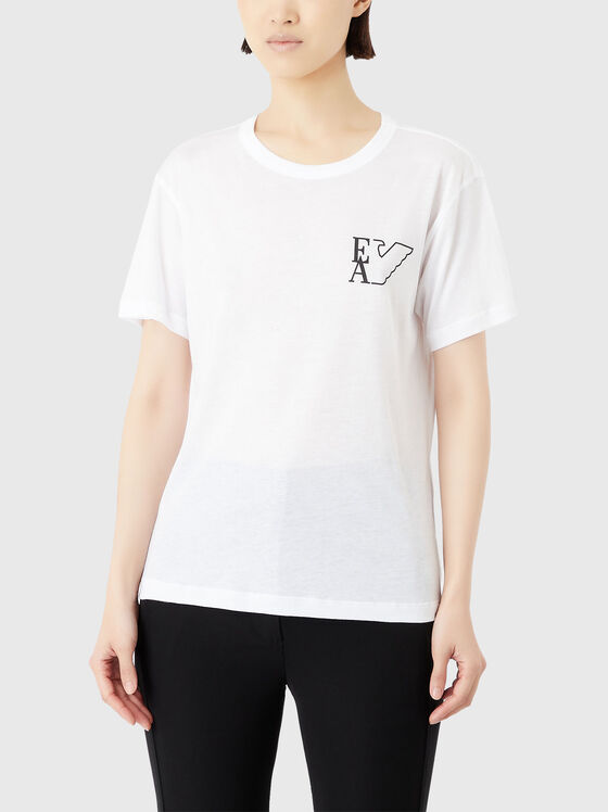 Tricou cu decolteu oval și micro logo imprimat - 1