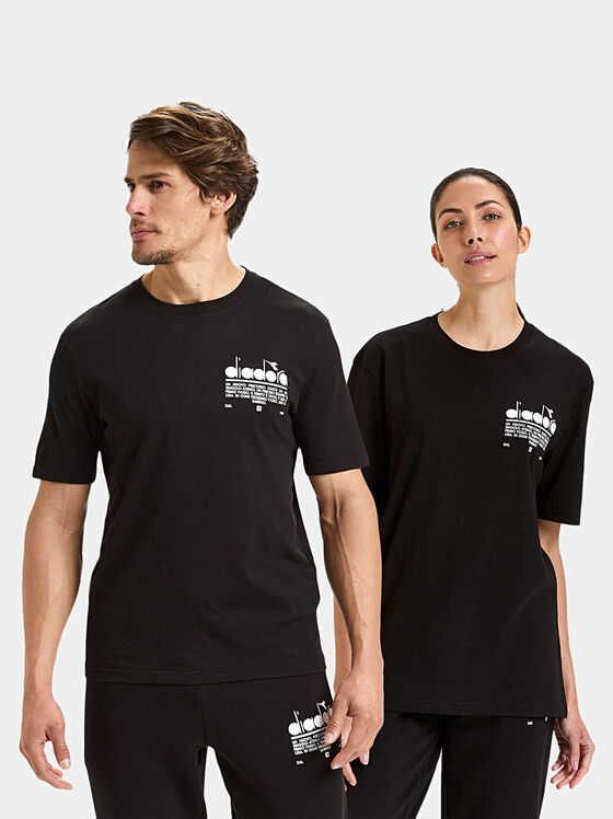 Tricou negru unisex MANIFESTO cu imprimeu logo - 1