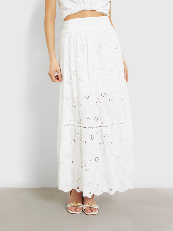 FRIDA white skirt with English embroidery - 1