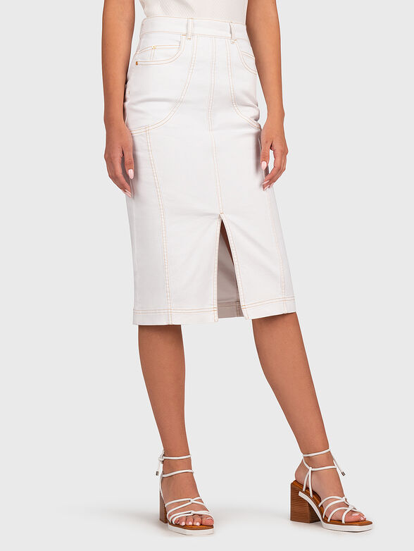 White skirt with slit - 1