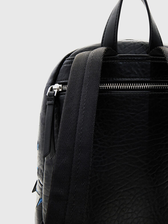 Black backpack with floral motif - 4