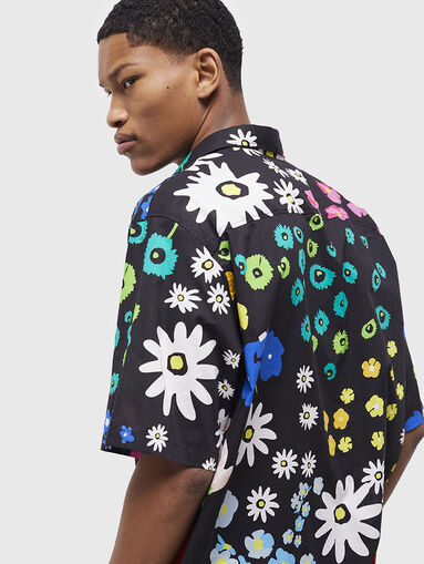 Cotton shirt with floral print - 5