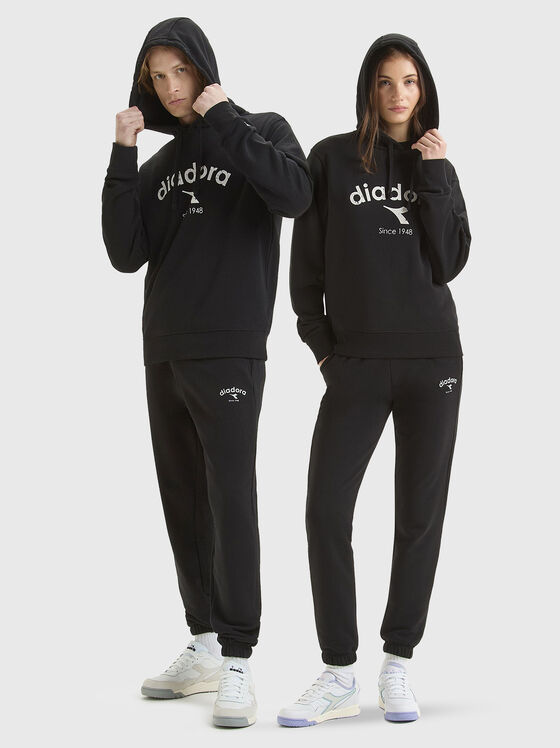 Hanorac unisex negru cu logo în contrast - 1