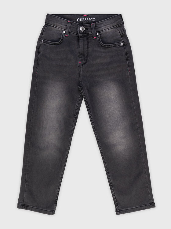Black straight jeans with rhinestones - 1