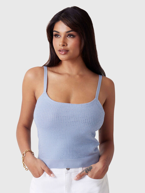 Rhinestones tank top with thin straps - 1
