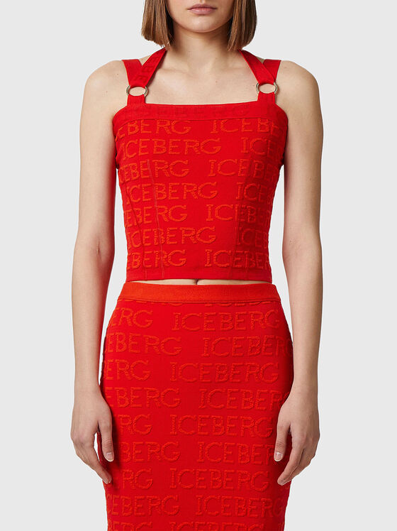 Knitted top with embossed logo lettering - 1