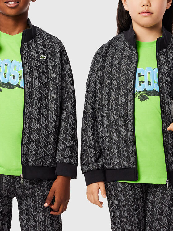 Hanorac negru cu model geometric  - 1