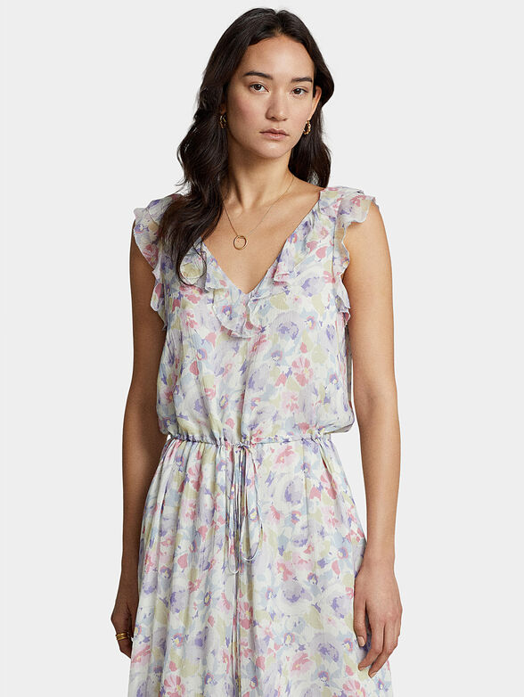 Floral print sleeveless jumpsuit - 4