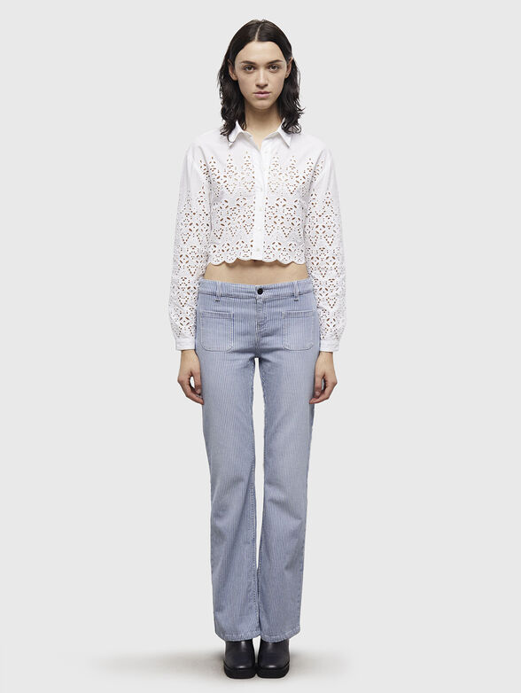 Short white shirt with broderie anglaise - 2