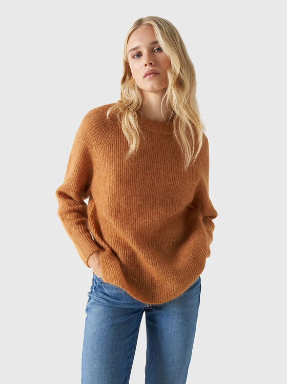Oval neck sweater in wool blend - 1