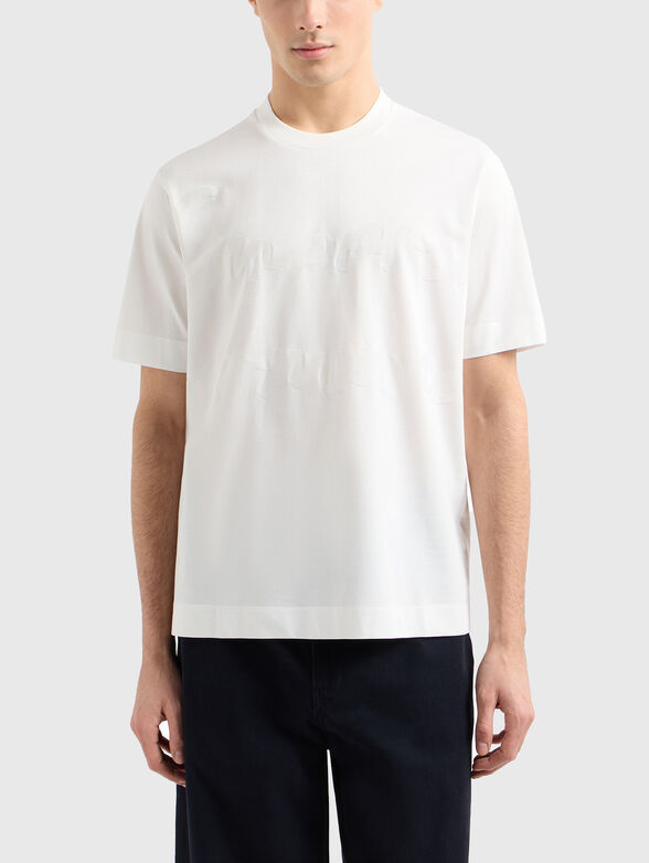 Cotton T-shirt with logo in beige - 1