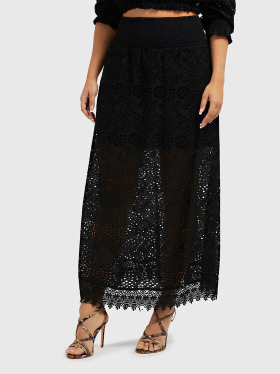 Fustă maxi neagră SANGALLO cu broderie - 1