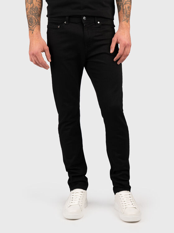 Black cotton blend jeans  - 1