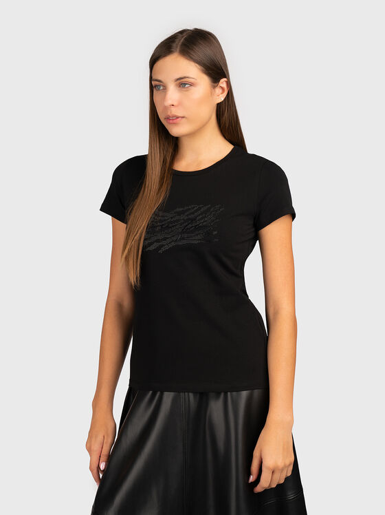 Tricou negru cu pietricele aplicate - 1