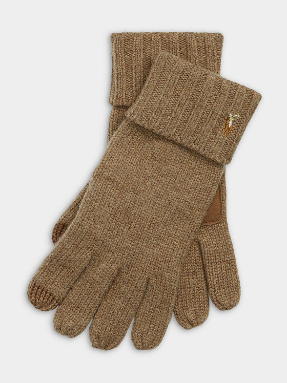 Mănuși tricotate de culoare maro - 1