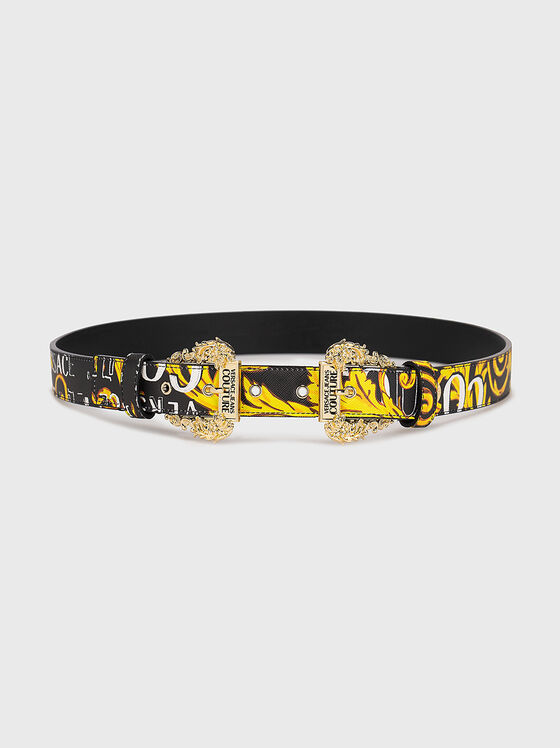 Black belt with gold accents and print - 1